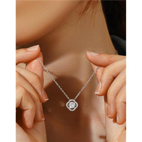 NORELLE 1ct Four Leaf Clover Necklace D Color VVS 925  Clover Necklace for Women | 1Ct Moissanite Clover Pendent | 925 Sterling Silver